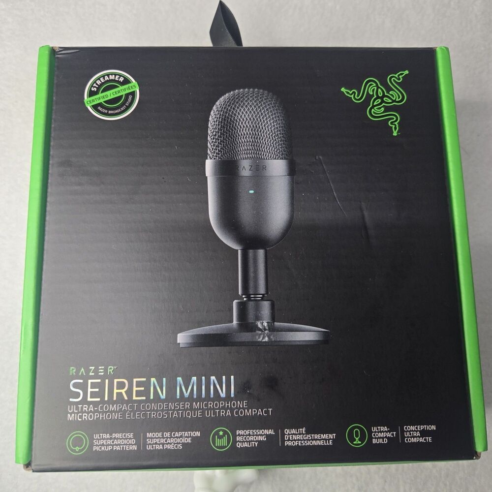 Razer Seiren Mini Ultra-Compact Condenser USB Microphone In Black NEW sealed